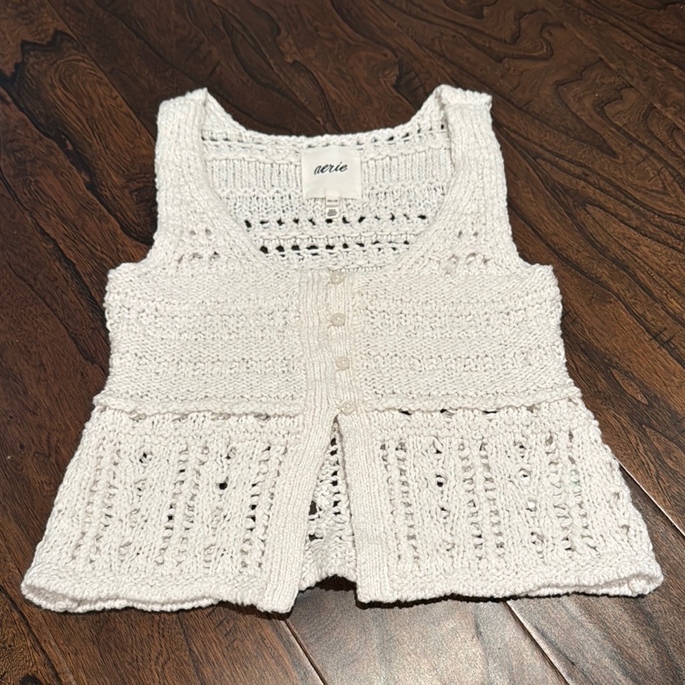 Aerie White Knit vest
